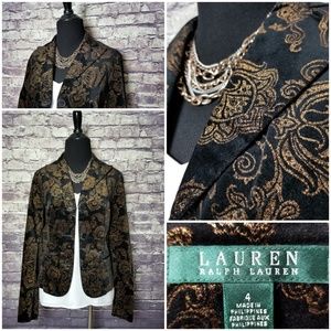 RALPH LAUREN 4 BLACK BRONZE VELVET BLAZER $199